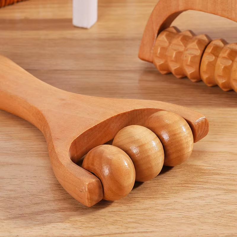 1PCS Wooden Roller Massager Neck, Foot Massage Tool Shoulder and Leg Universal Hand Massager Massage Tool