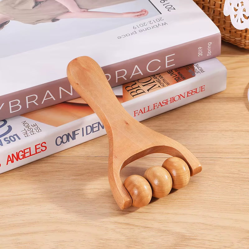 1PCS Wooden Roller Massager Neck, Foot Massage Tool Shoulder and Leg Universal Hand Massager Massage Tool